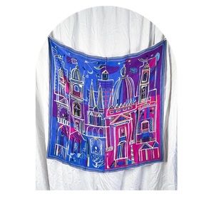 Rare VtG 50s Arnold Blanch modernist City Scape Silk scarf